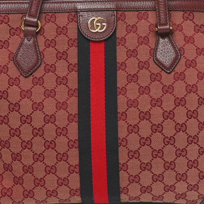 Gucci Monogram Textured Dollar Calfskin Web Medium Ophidia Shopping Tote Sahara Rubino Chardonnay 8 of 10