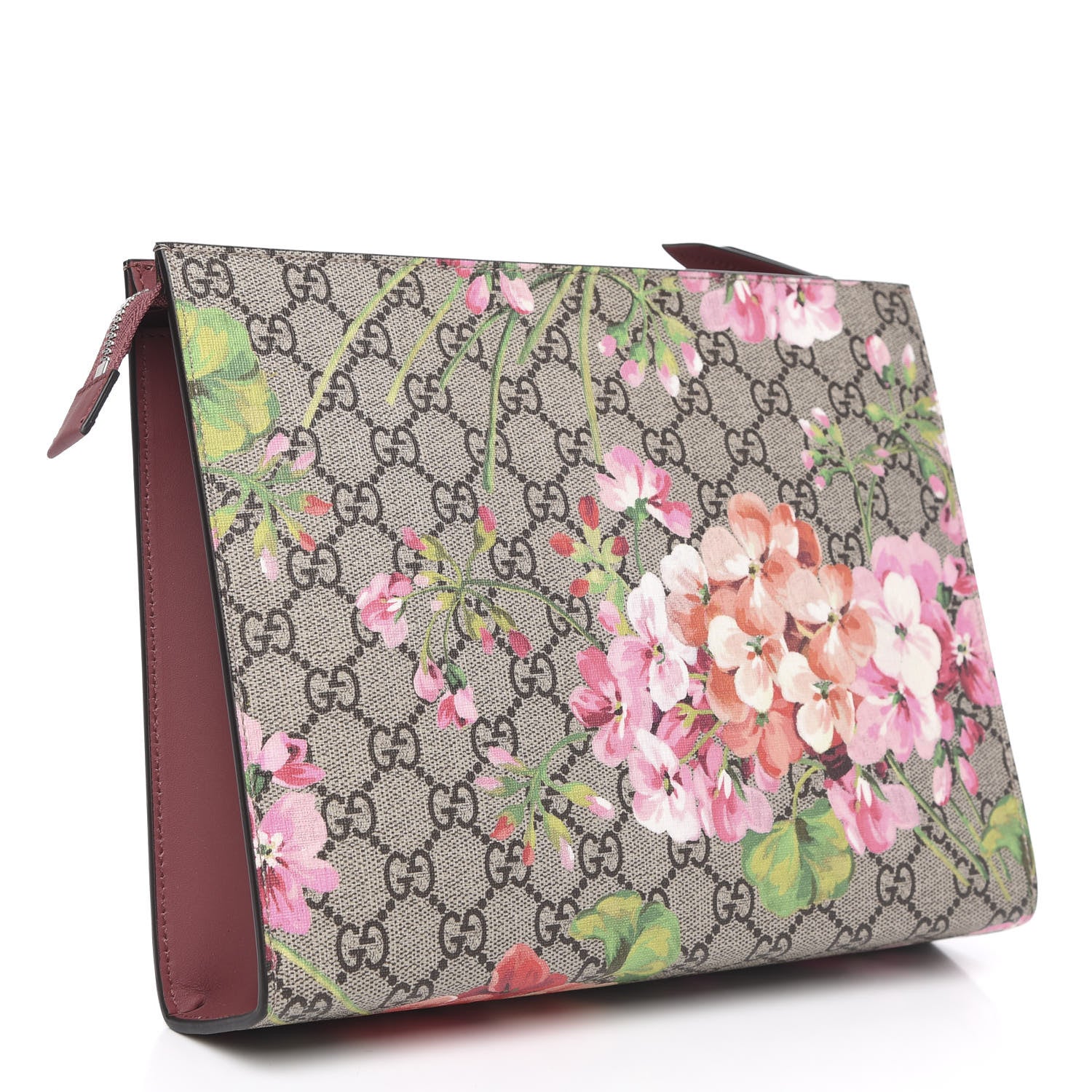 Gucci GG Supreme Monogram Blooms Large Cosmetic Case Beige Multicolor Dry Rose 3 of 10