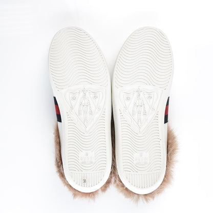 Gucci Calfskin Wool Web Bee Embroidered Womens Ace Sneakers 38 White 5 of 7