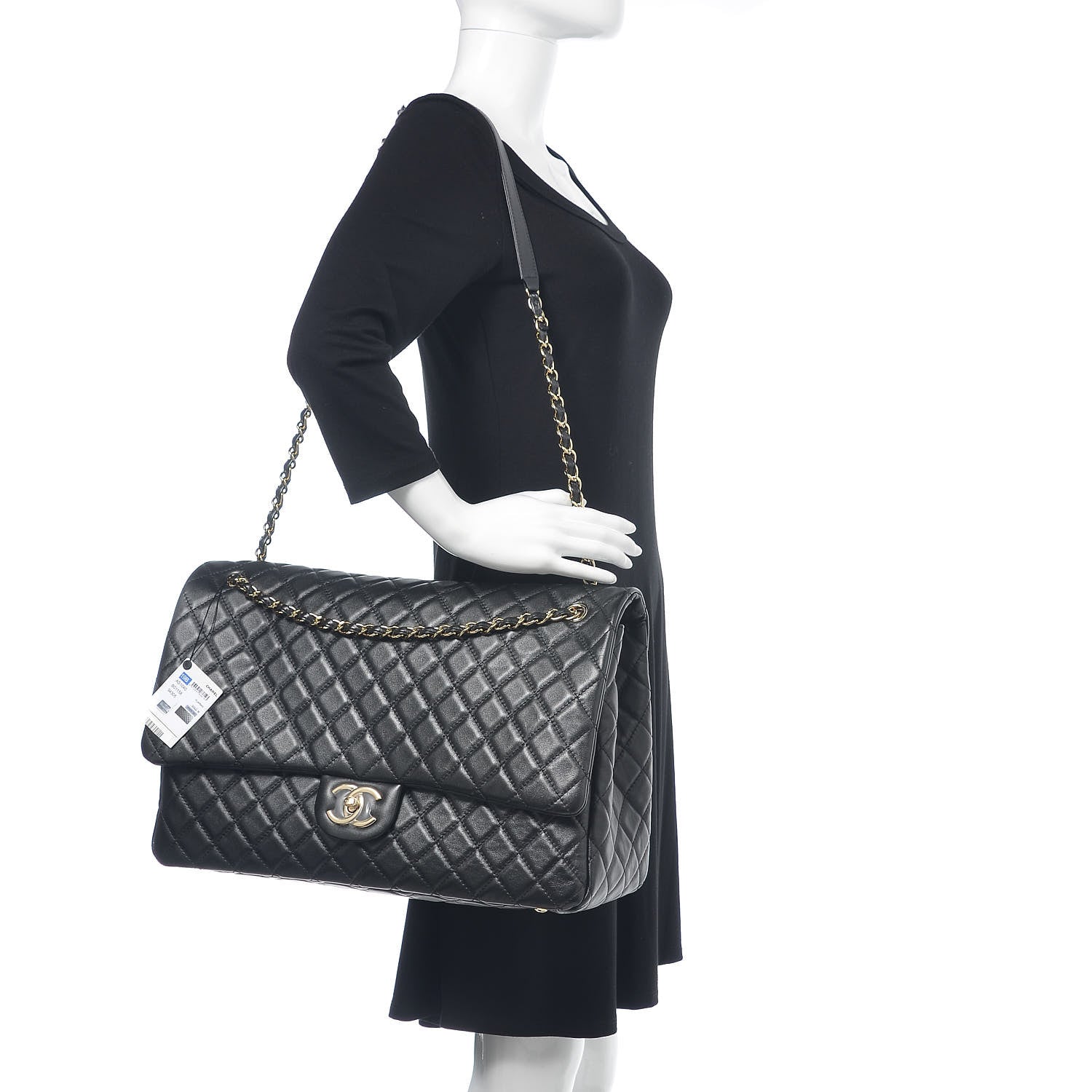 Chanel Metallized Calfskin Quilted XXL Travel Flap Bag Black 2 of 10
