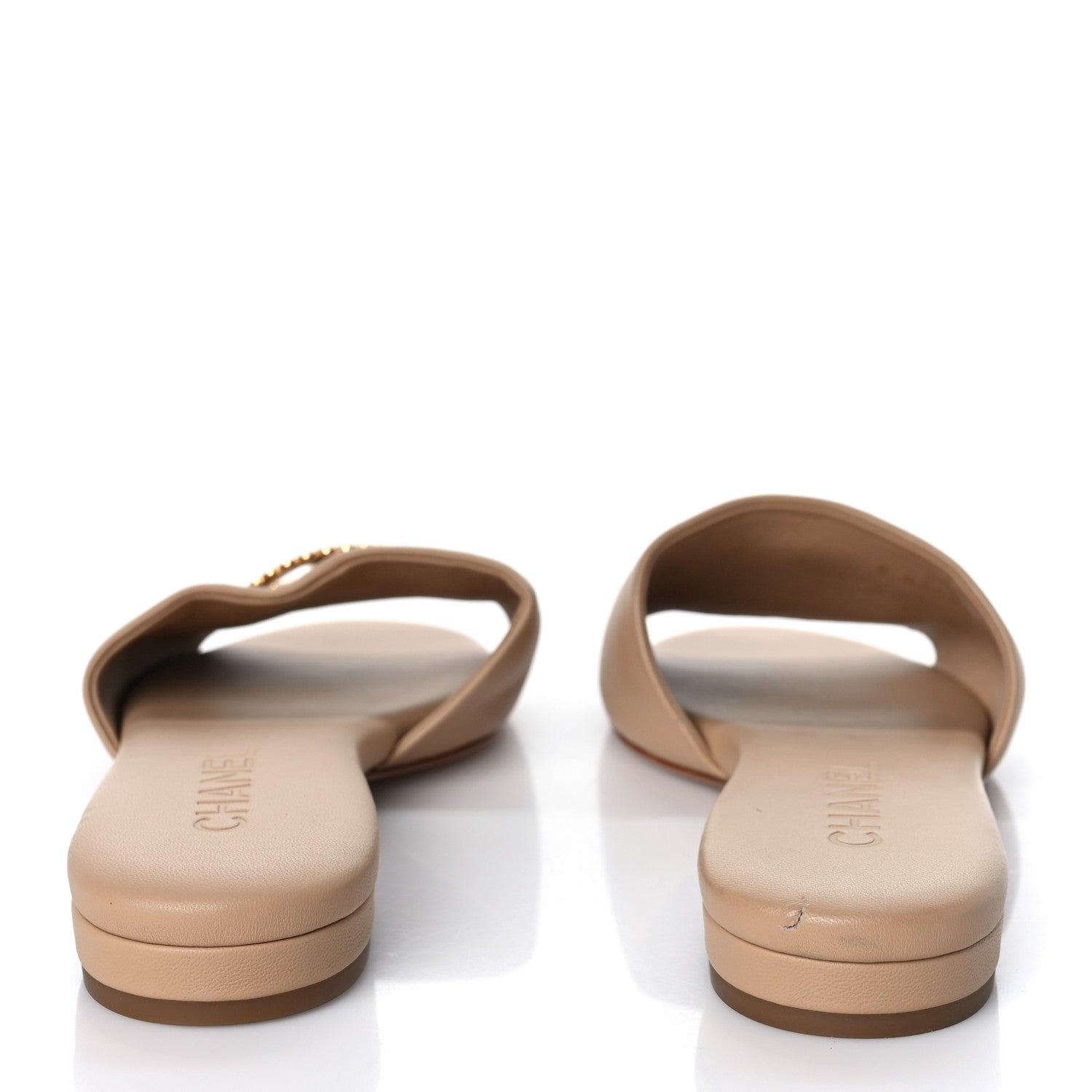 Chanel Lambskin Enamel CC Mules 36 Beige 5 of 13