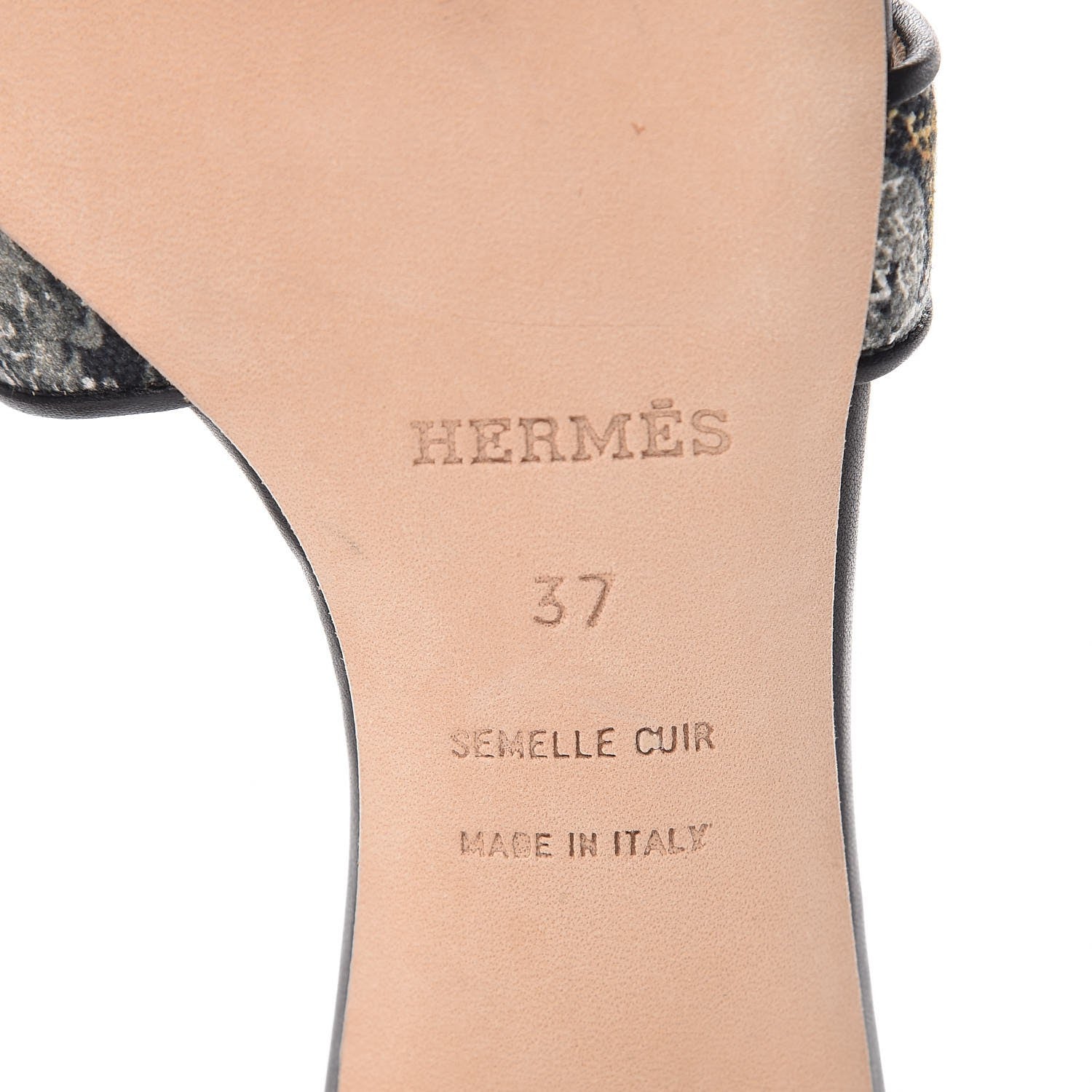 Hermes Canvas Tatoo Print Oasis Equator Sandals 37 Black 6 of 10