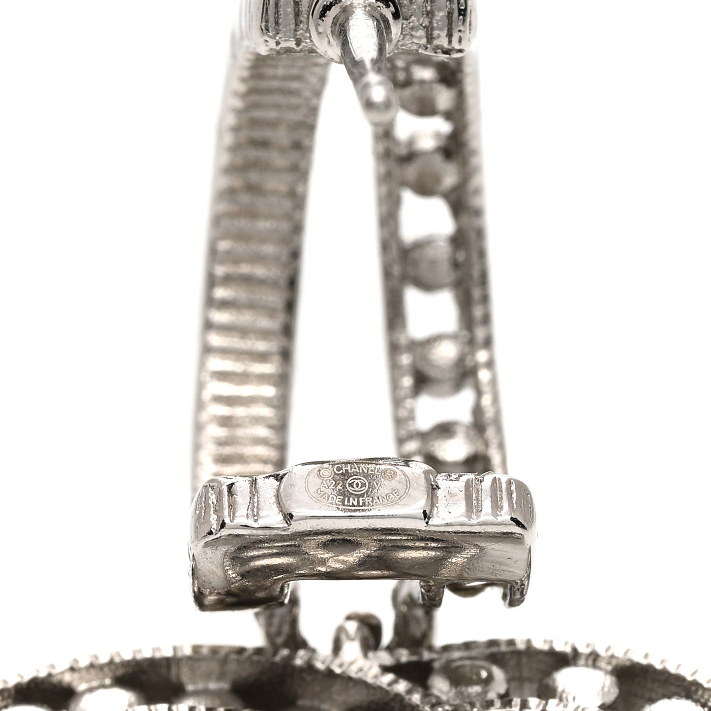 Crystal CC Drop Earrings Silver