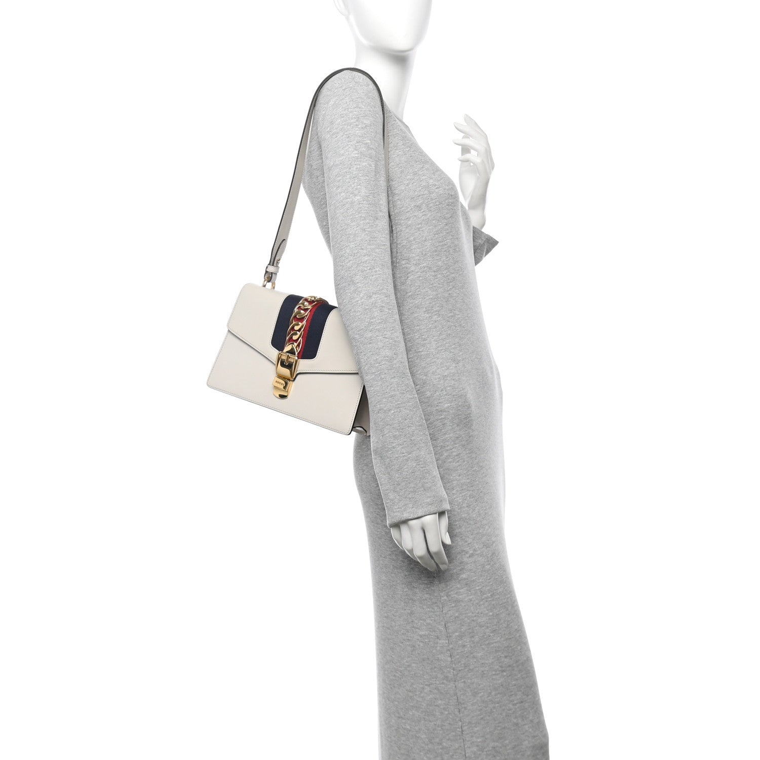 Gucci Calfskin Small Sylvie Shoulder Bag Off White 2 of 13