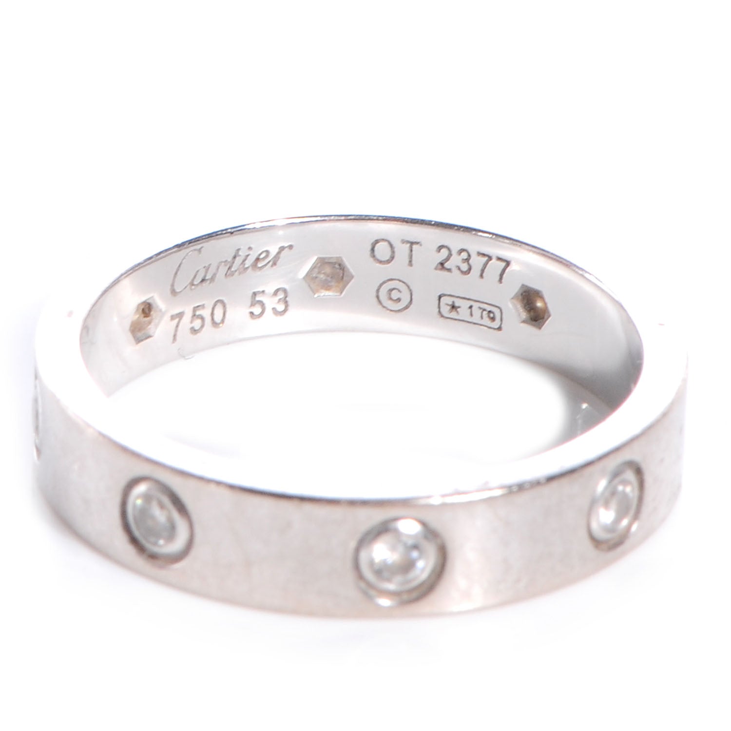 Cartier 18k White Gold 8 Diamond 4mm Wedding Band LOVE Ring Size 53 US 6.25 3 of 5