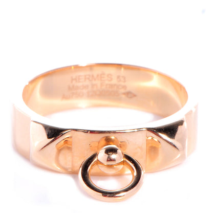 Hermes 18K Rose Gold PM Collier De Chien Ring 53 6.25 1 of 5