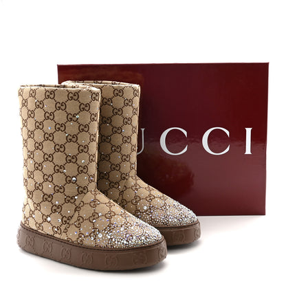 Gucci Monogram GG Strass Thermal Bootie 38.5 Camel Ebony 10 of 10