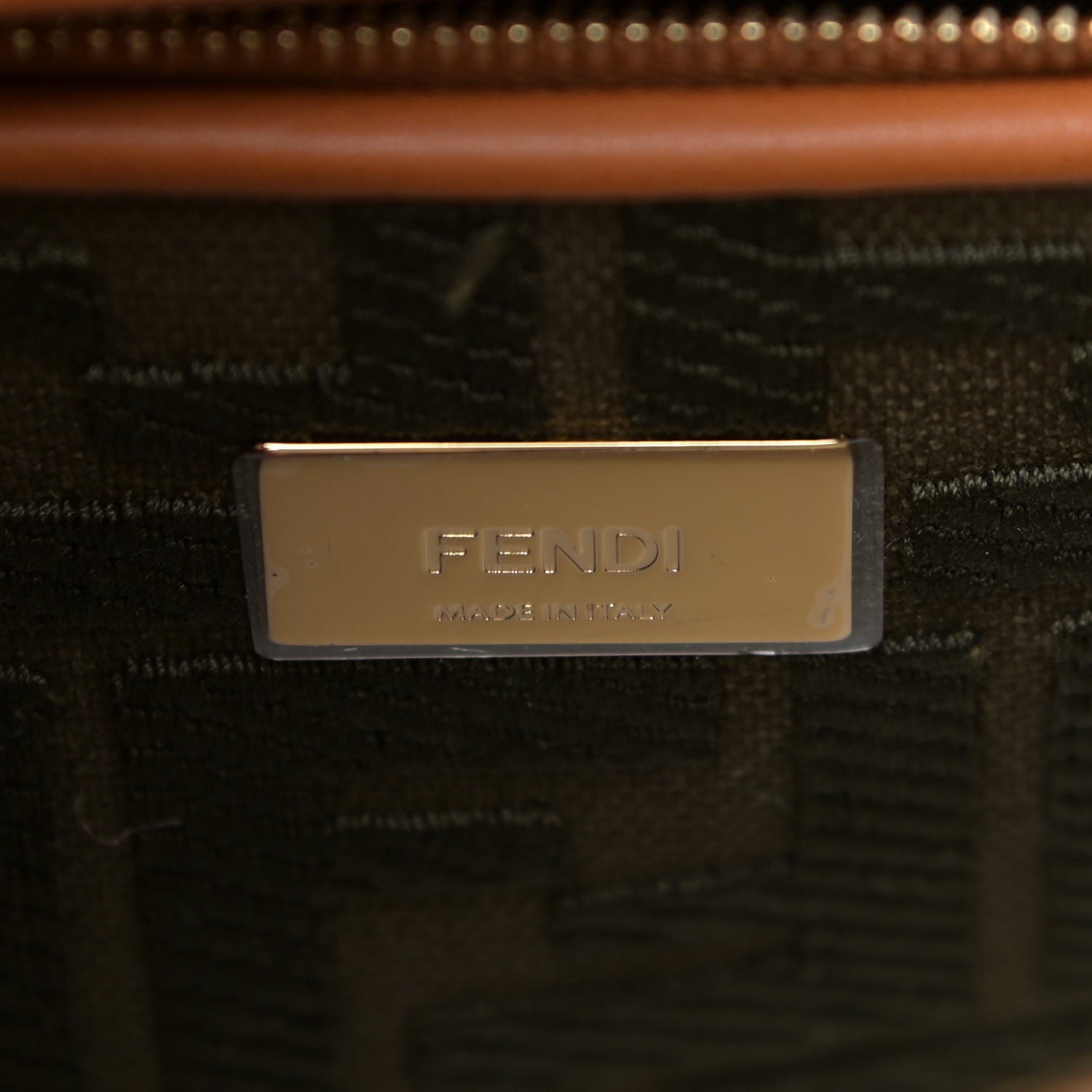 Fendi Vitello Seta Canvas FF Embroidered Mini Peekaboo Iconic Satchel Brandy Amazzonia 6 of 13