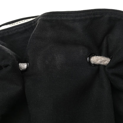 Chanel Canvas Drawstring Backpack Black White 11 of 12