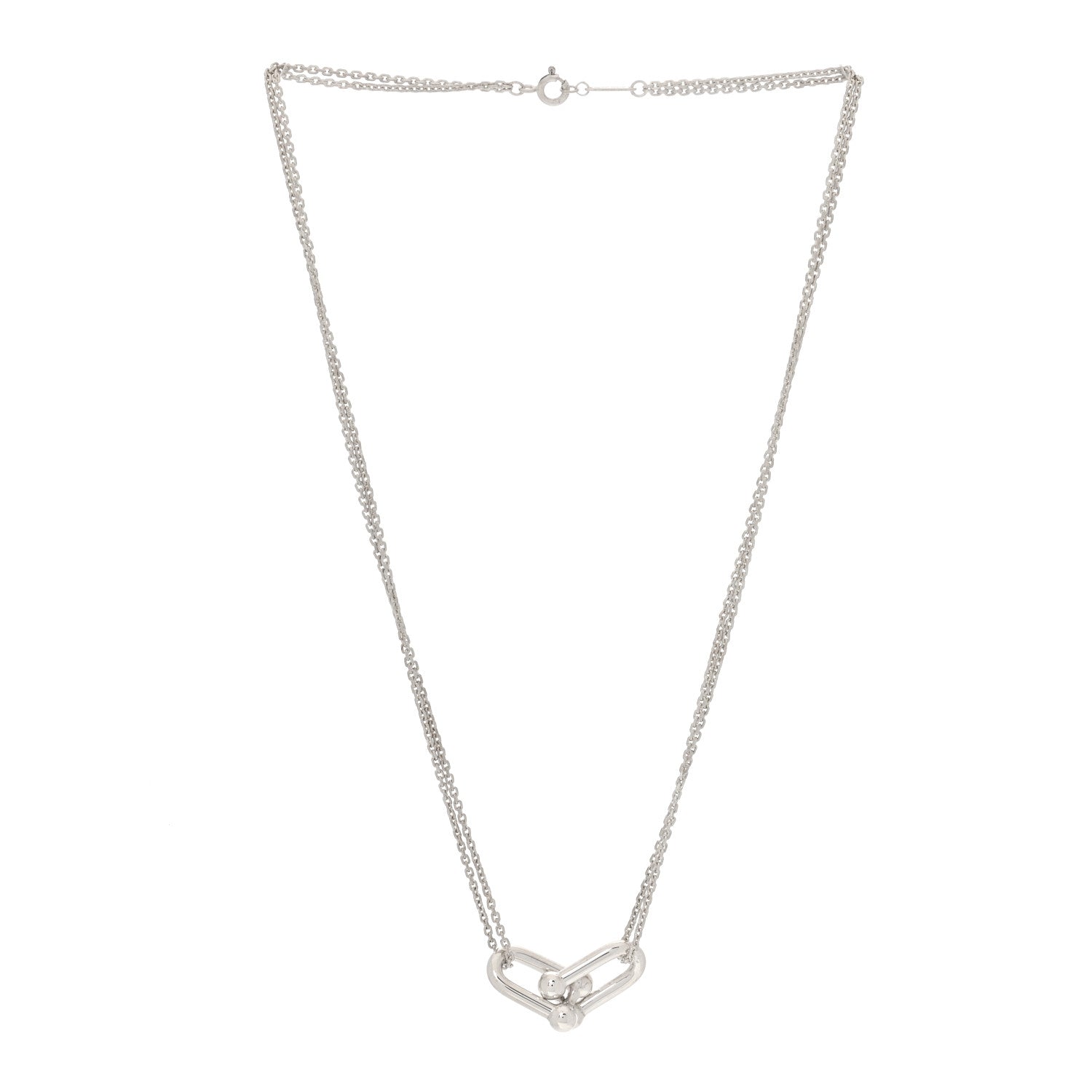 Tiffany Sterling Silver Double HardWear Link Pendant Necklace 3 of 6