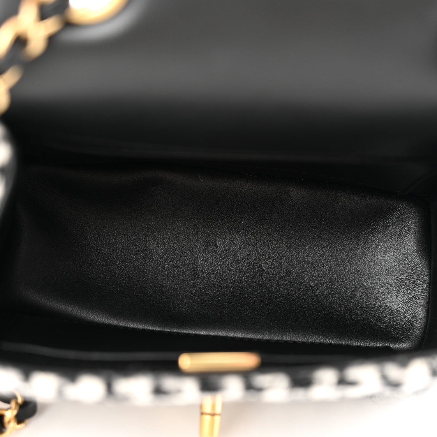 Chanel Tweed Houndstooth Quilted Mini Square Flap White Black 5 of 12