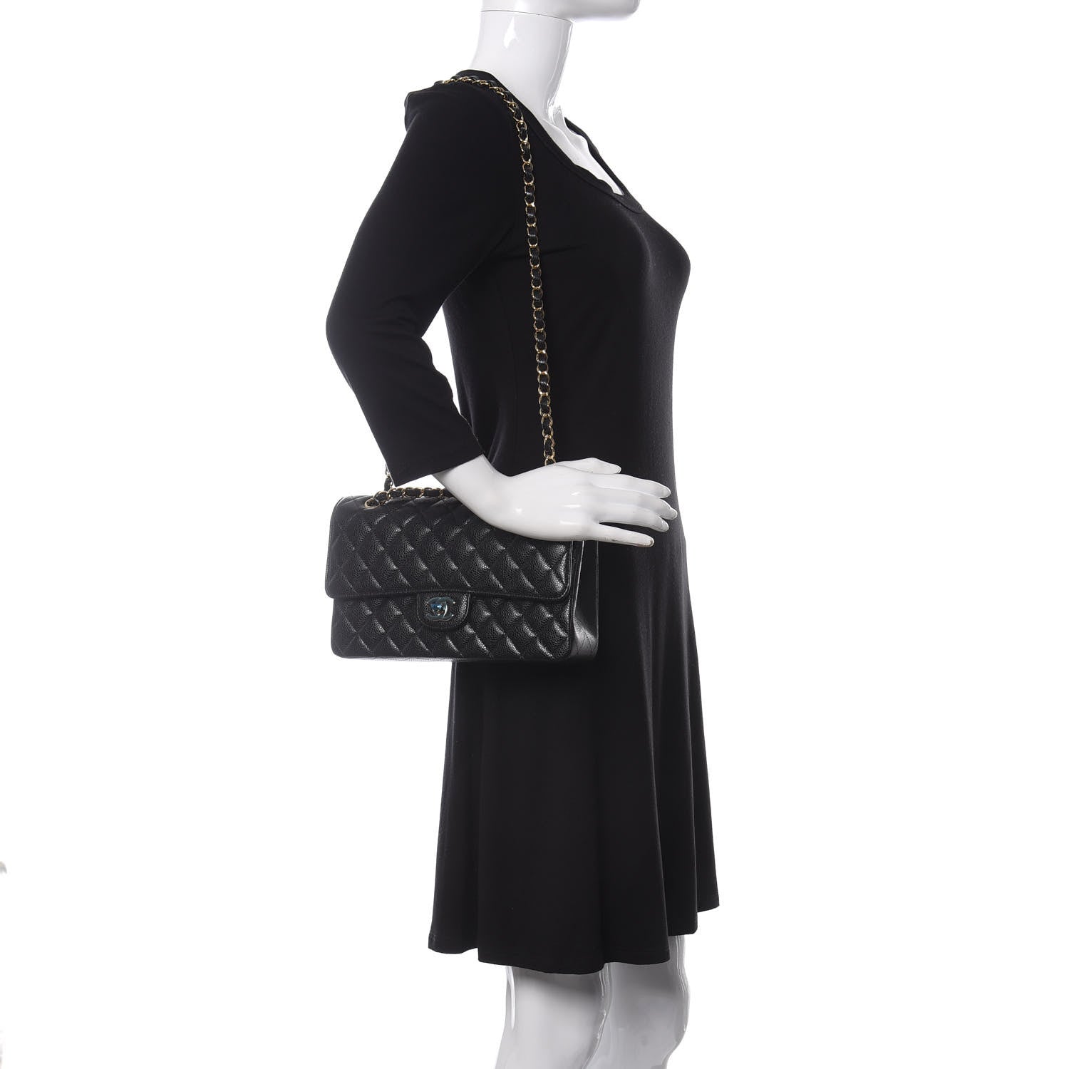 Chanel Caviar Quilted Medium Double Flap Black 3 of 12