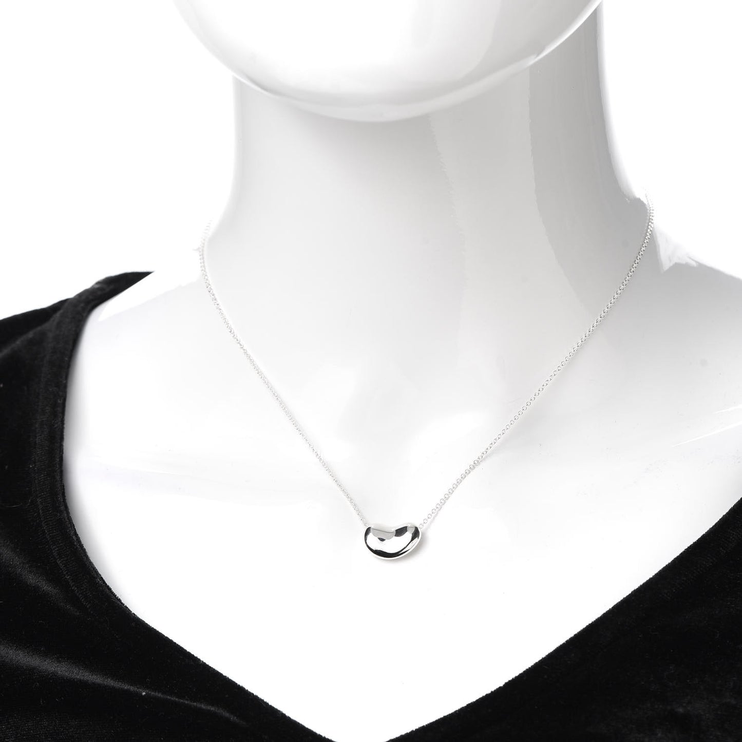 Sterling Silver 14mm Elsa Peretti Bean Pendant Necklace