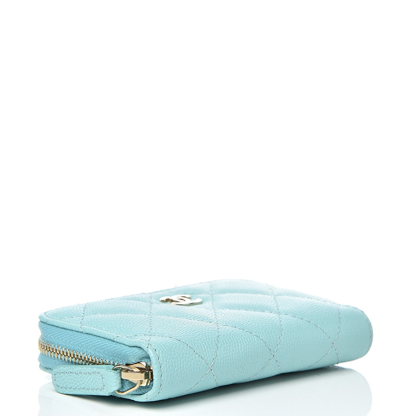 Caviar Quilted Zip Coin Purse Light Blue