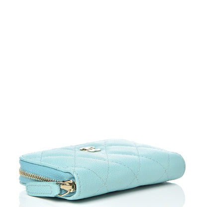 Chanel Caviar Quilted Zip Coin Purse Light Blue 3 of 7