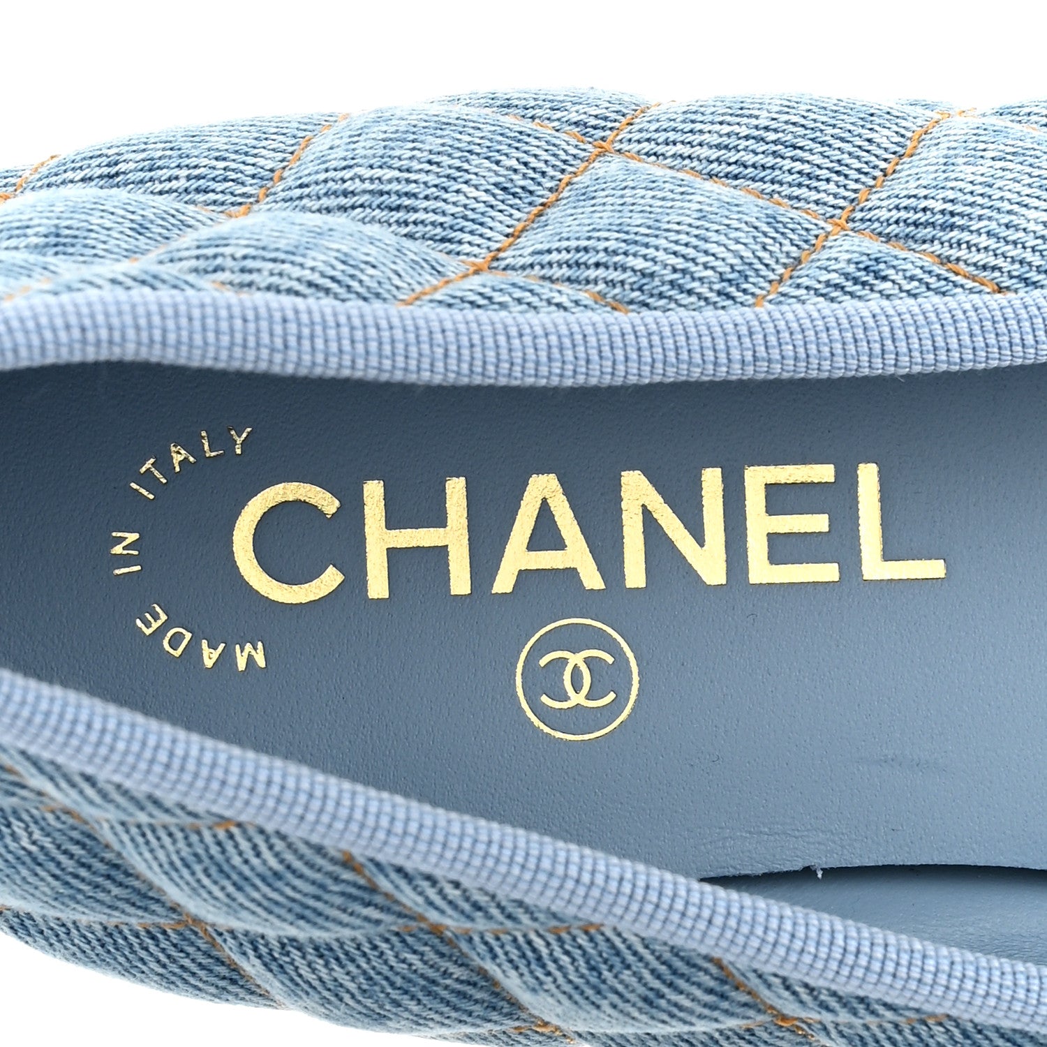 Chanel Denim Quilted CC Cap Toe CC Ballerina Flats 40 Light Blue 7 of 10