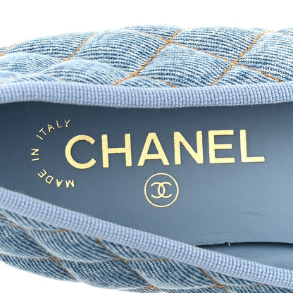 Chanel Denim Quilted CC Cap Toe CC Ballerina Flats 40 Light Blue 7 of 10