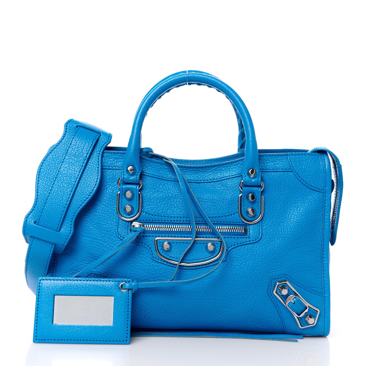Balenciaga Chevre Silver Metallic Edge Hardware S City Bleu Ceylon 3 of 15