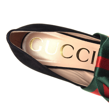 Gucci Kid Scamosciato Removable Web Bow High Heel Pumps 39.5 Black 7 of 10