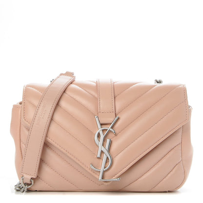 Saint Laurent Sheepskin Matelasse Chevron Monogram Classic Baby Chain Bag Pale Pink 1 of 8