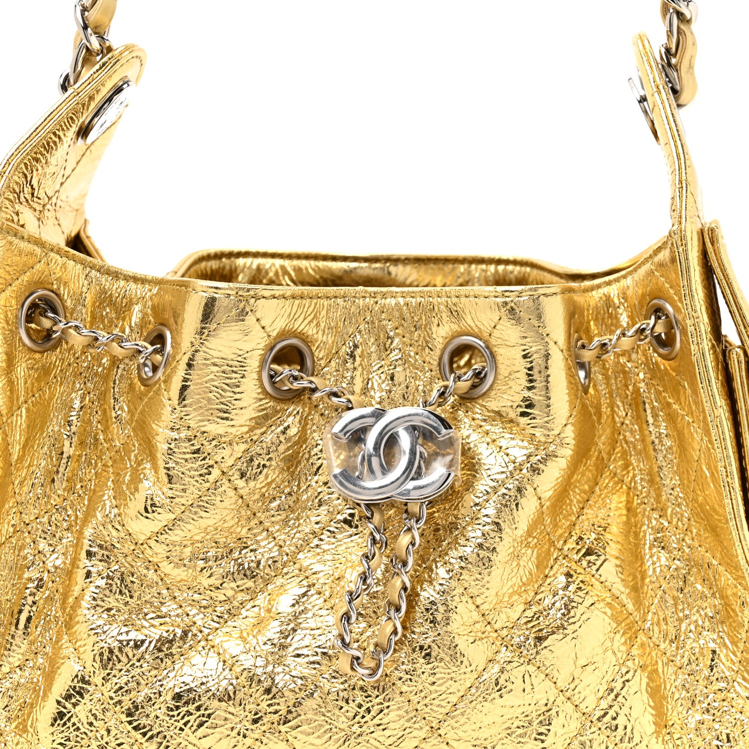 Chanel Metallic Aged Calfskin Mini Chanel 25 Handbag Gold 8 of 13