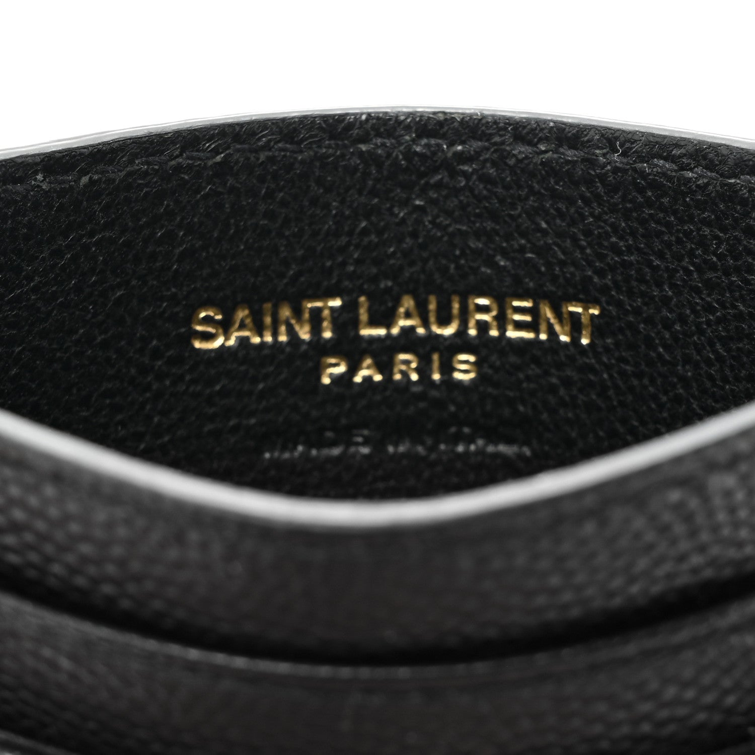 Saint Laurent Grain De Poudre Matelasse Chevron Monogram Credit Card Case Black 10 of 15