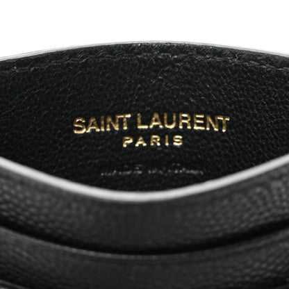Saint Laurent Grain De Poudre Matelasse Chevron Monogram Credit Card Case Black 10 of 15