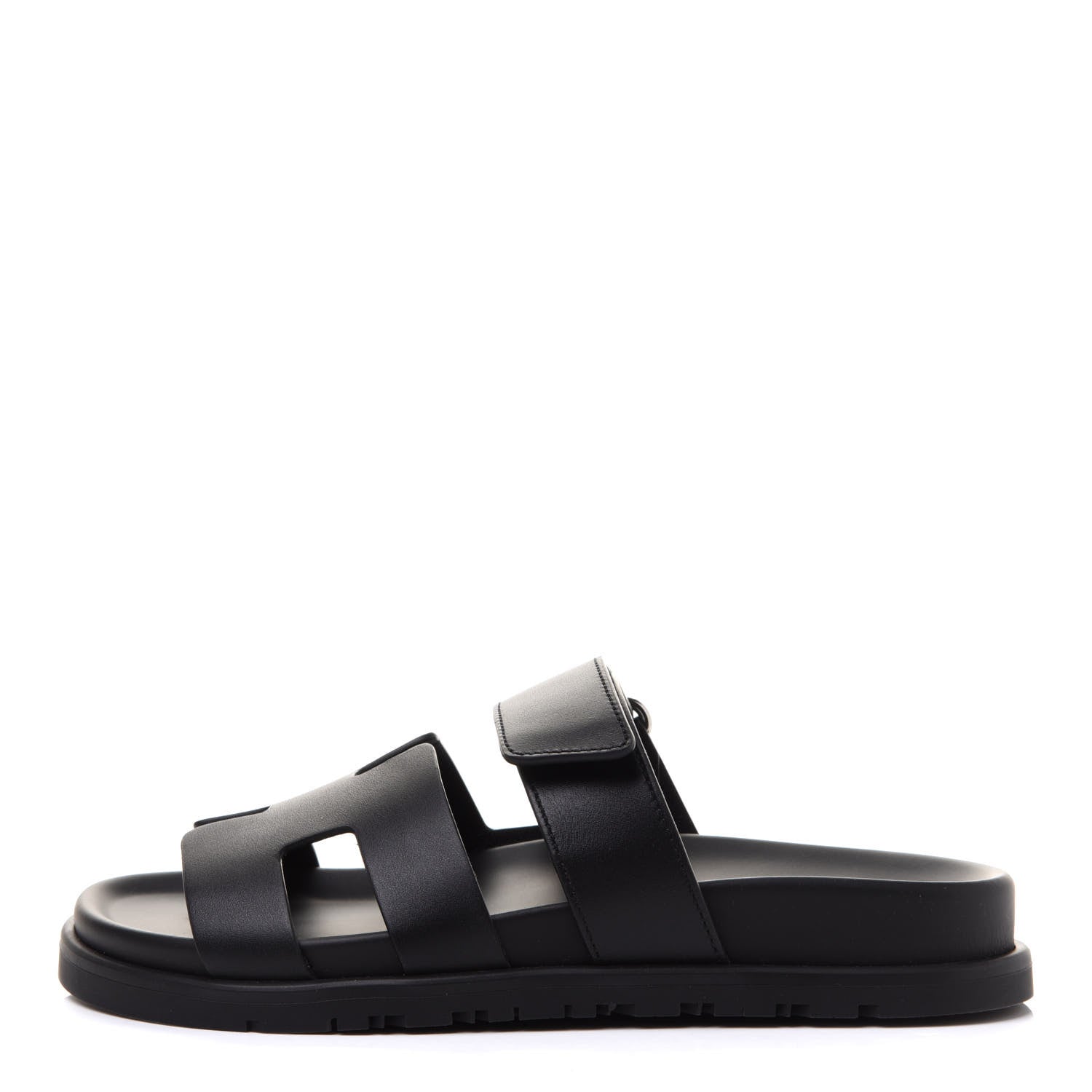 Hermes Calfskin Womens Chypre Sandals 35 Black 1 of 9
