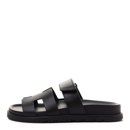 Hermes Calfskin Womens Chypre Sandals 35 Black 1 of 9