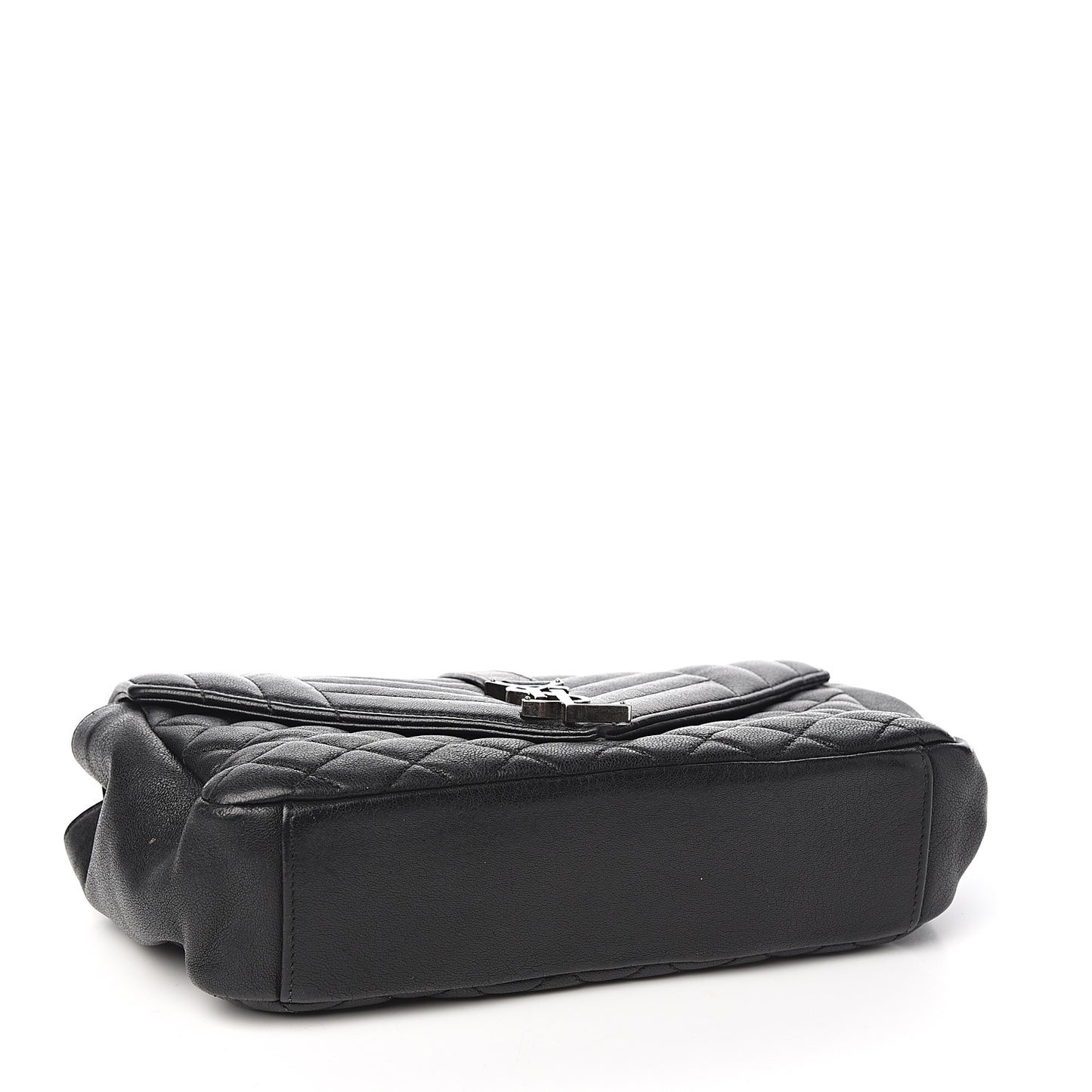 Sheepskin Tri-Quilt Monogram Medium College Bag Black