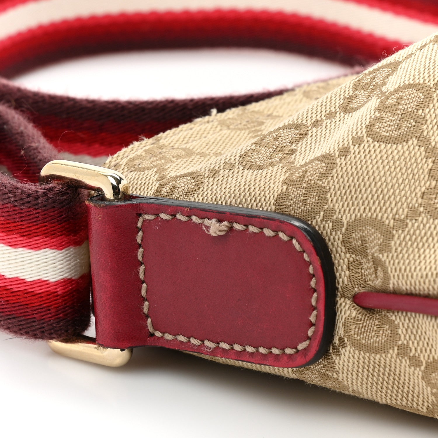 Gucci Monogram Web Small Flat Messenger Crossbody Pink Gold 12 of 14