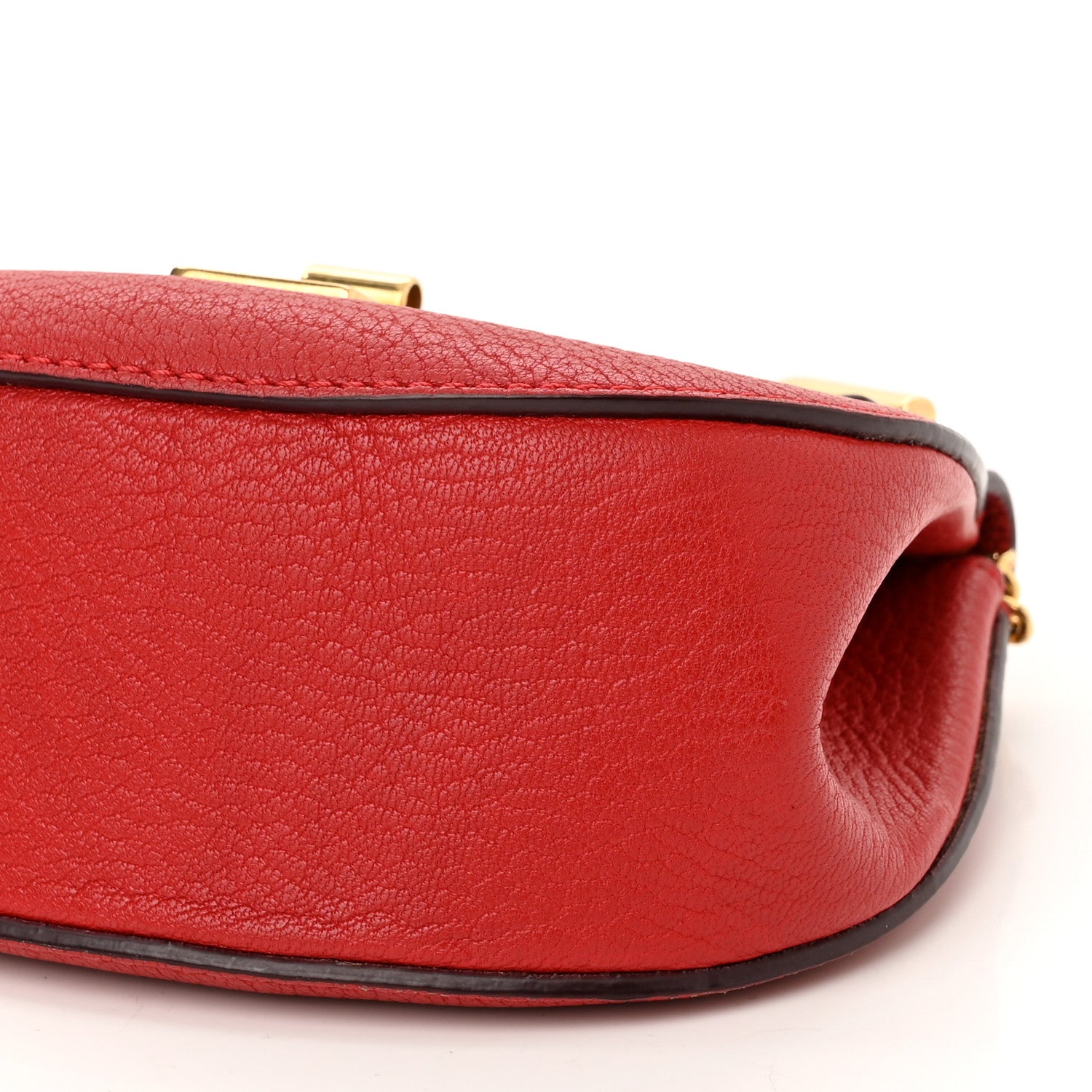 Chloe Grained Lambskin Mini Drew Shoulder Bag Plaid Red 8 of 9