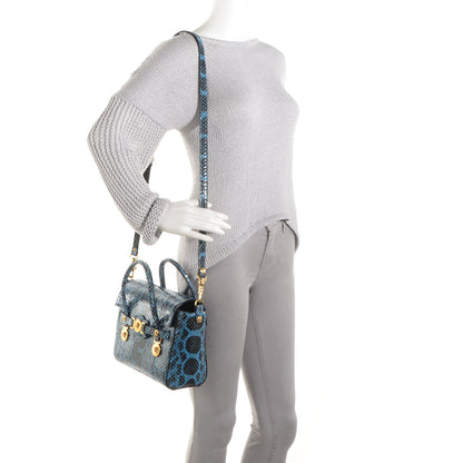 Versace Watersnake Embossed Small Signature Tote Saphire Gold 2 of 8