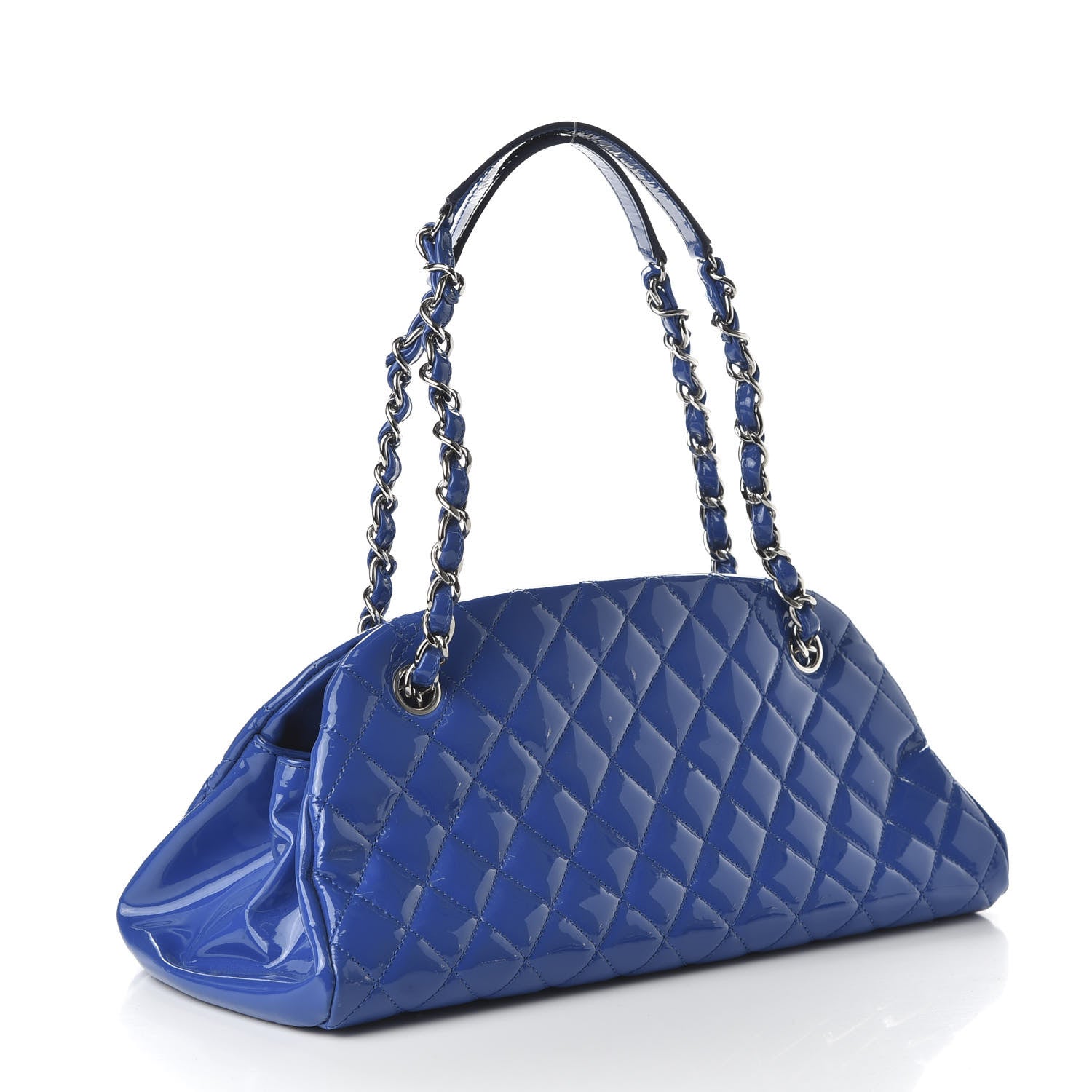 Chanel Patent Quilted Medium Just Mademoiselle Blue 3 of 10