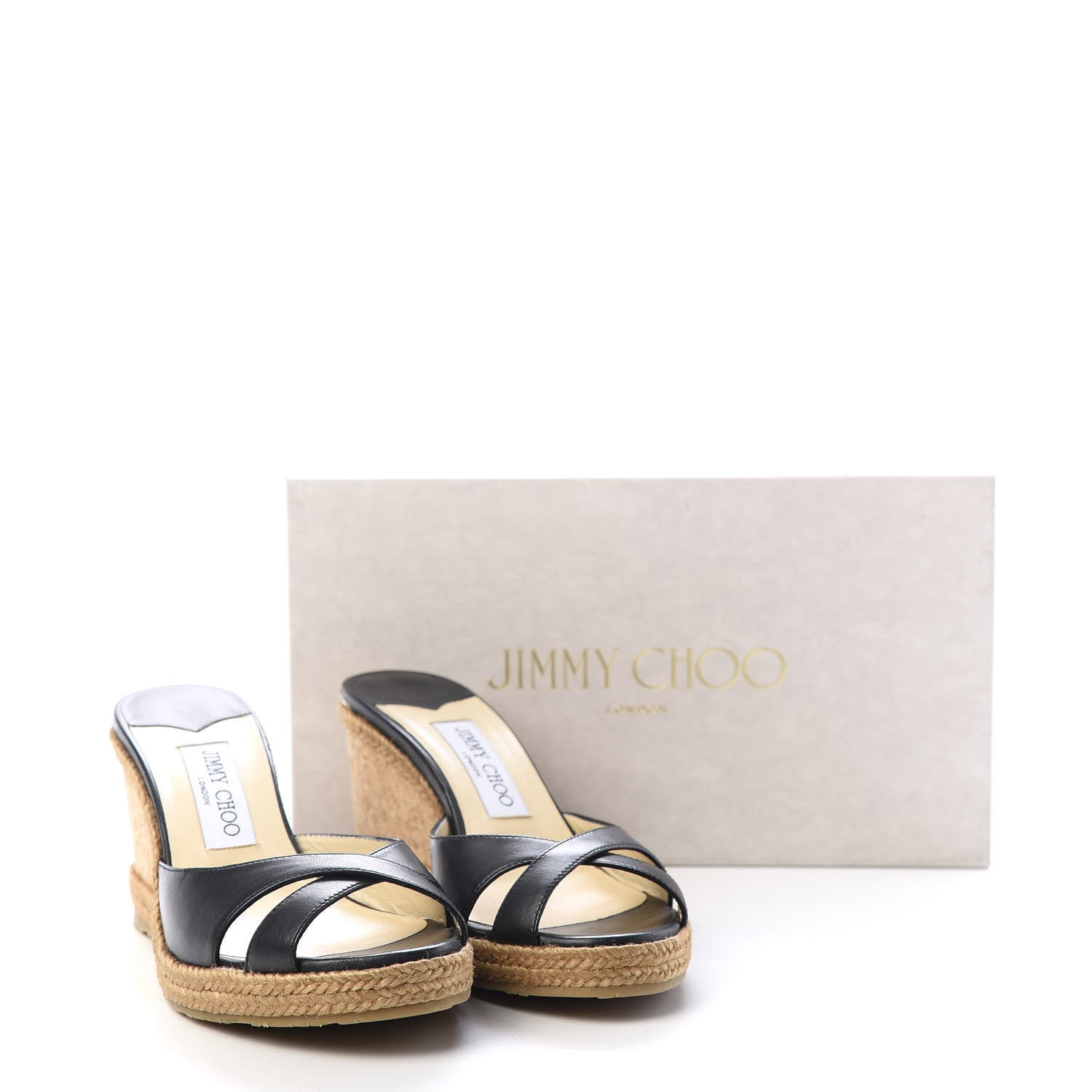 Jimmy Choo Nappa Braid Almer 80 Wedge Sandals 38 Black 10 of 10