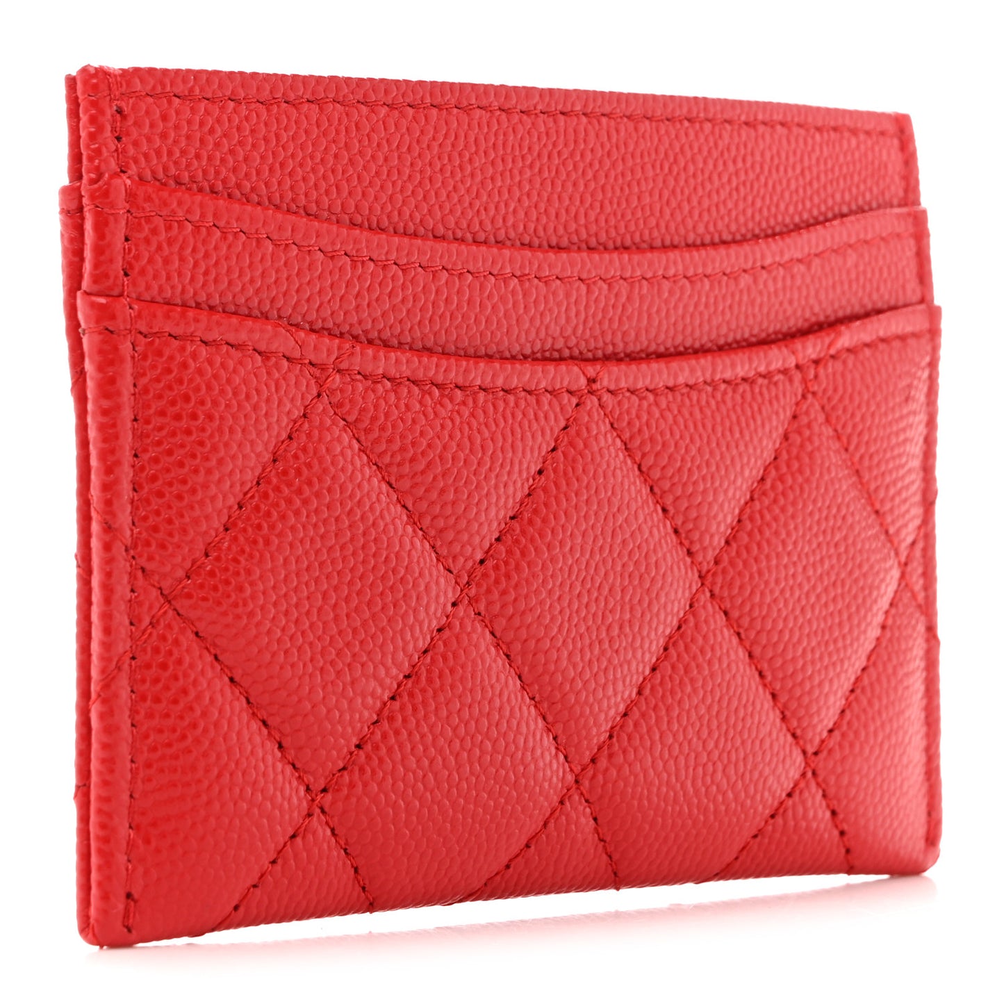 Caviar Quilted Card Holder Red