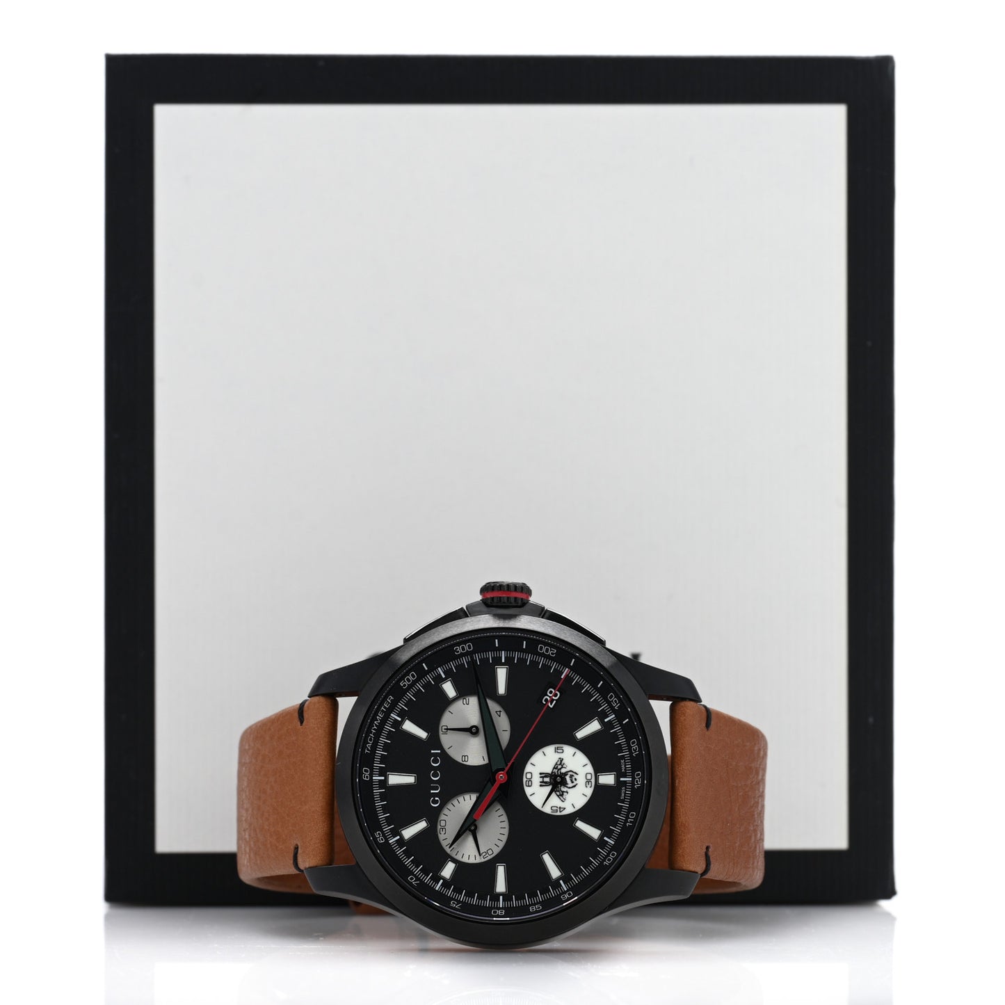 PVD Stainless Steel Calfskin 44mm G-Timeless Chronograph Bee Quartz Watch Black