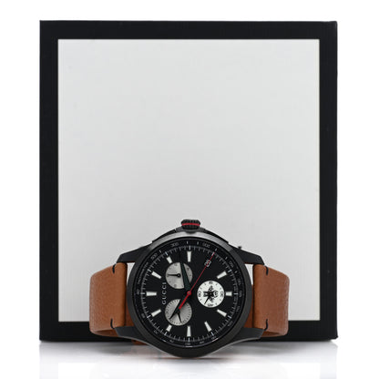 Gucci PVD Stainless Steel Calfskin 44mm G-Timeless Chronograph Bee Quartz Watch Black 5 of 5