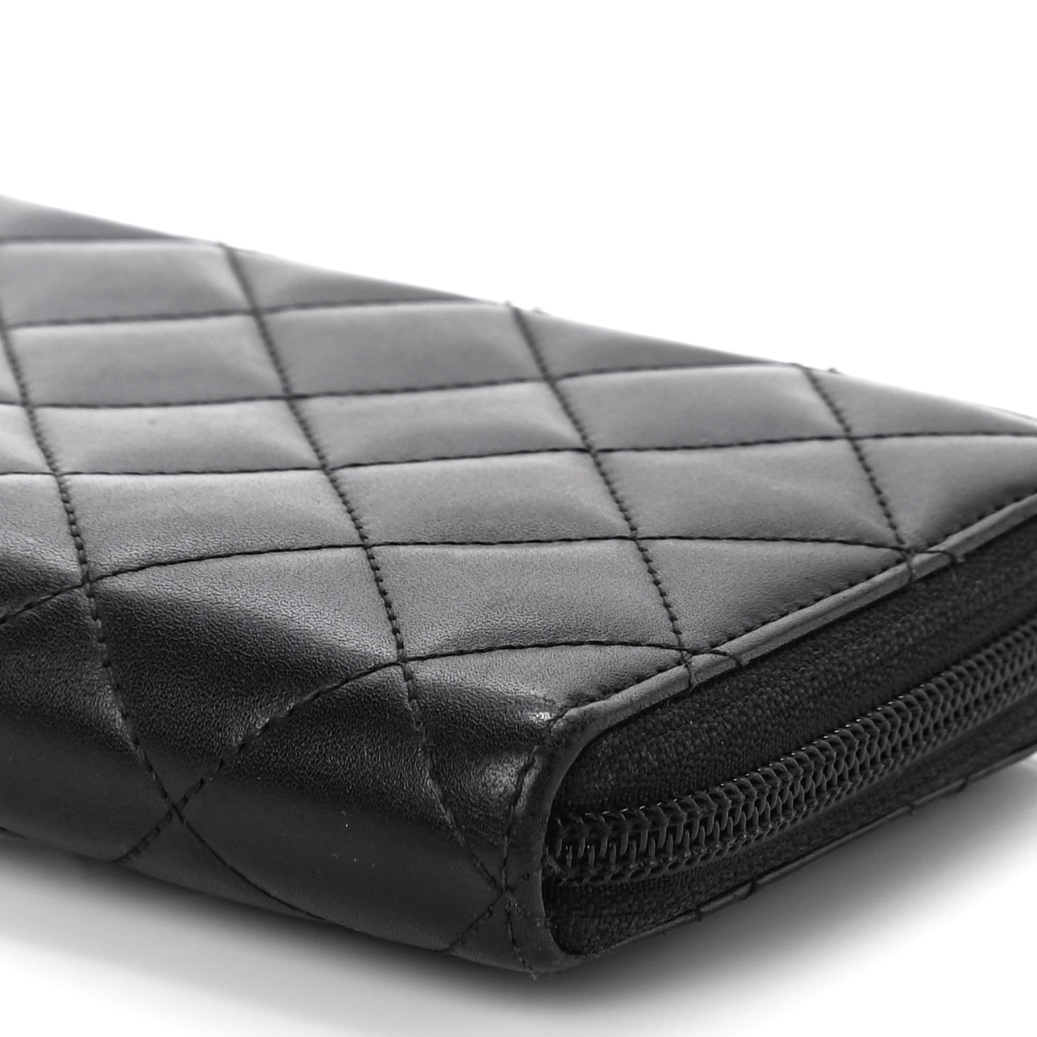 Chanel Calfskin Quilted Cambon Large Gusset Zip Around Wallet Black 10 of 13