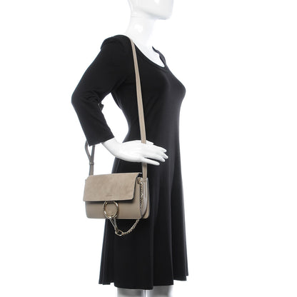 Chloe Suede Calfskin Small Faye Shoulder Bag Motty Grey 2 of 8