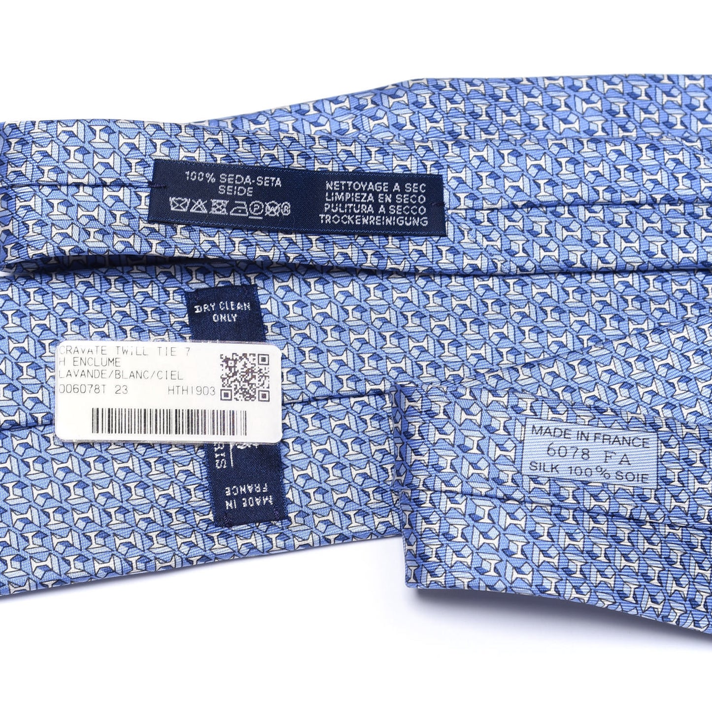 Silk Twill Mens H Enclume Neck Tie Lavande White Ciel