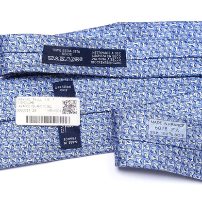 Hermes Silk Twill Mens H Enclume Neck Tie Lavande White Ciel 3 of 3