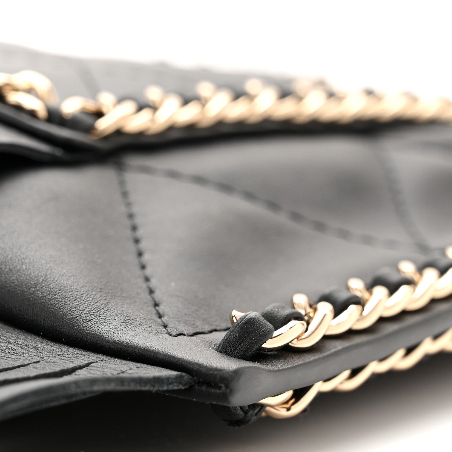 Chanel Calfskin Quilted Fringe Small Shopping Bag Black 10 of 10
