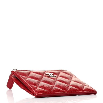 Chanel Caviar Quilted CC Zip Card Holder Red 3 of 6
