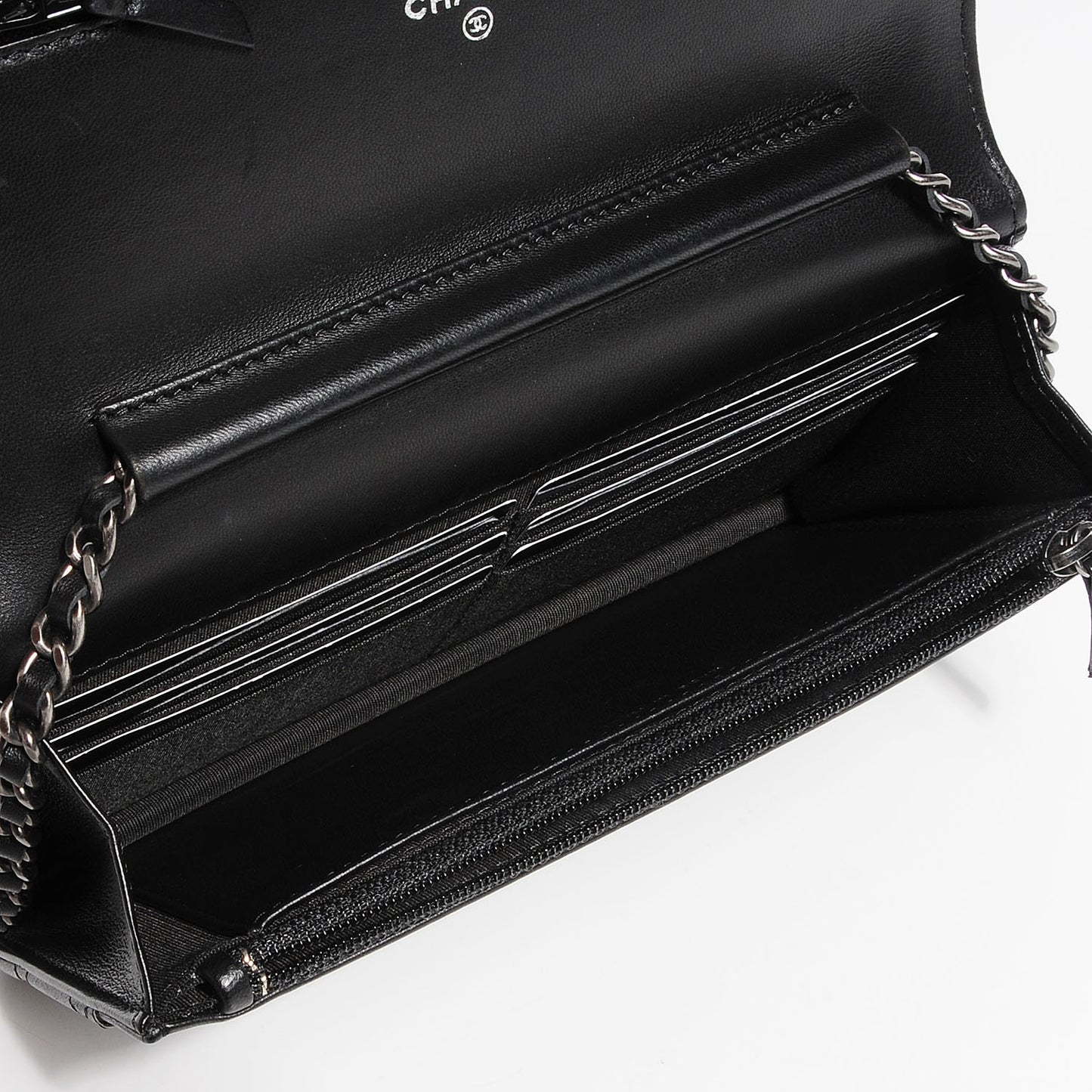 Lambskin Quilted Boy Wallet On Chain WOC Black