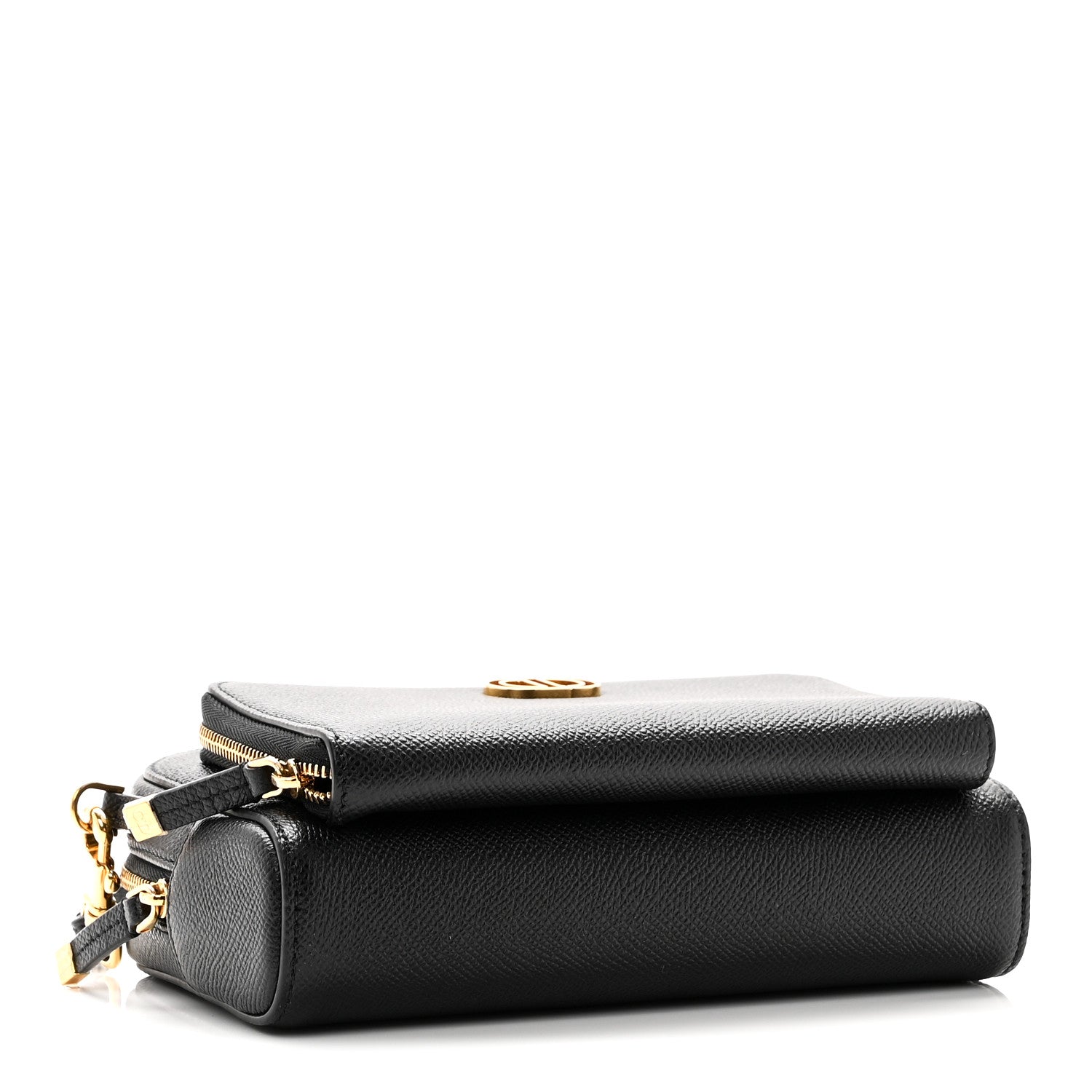 Christian Dior Grained Calfskin Caro Double Pouch Black 4 of 9
