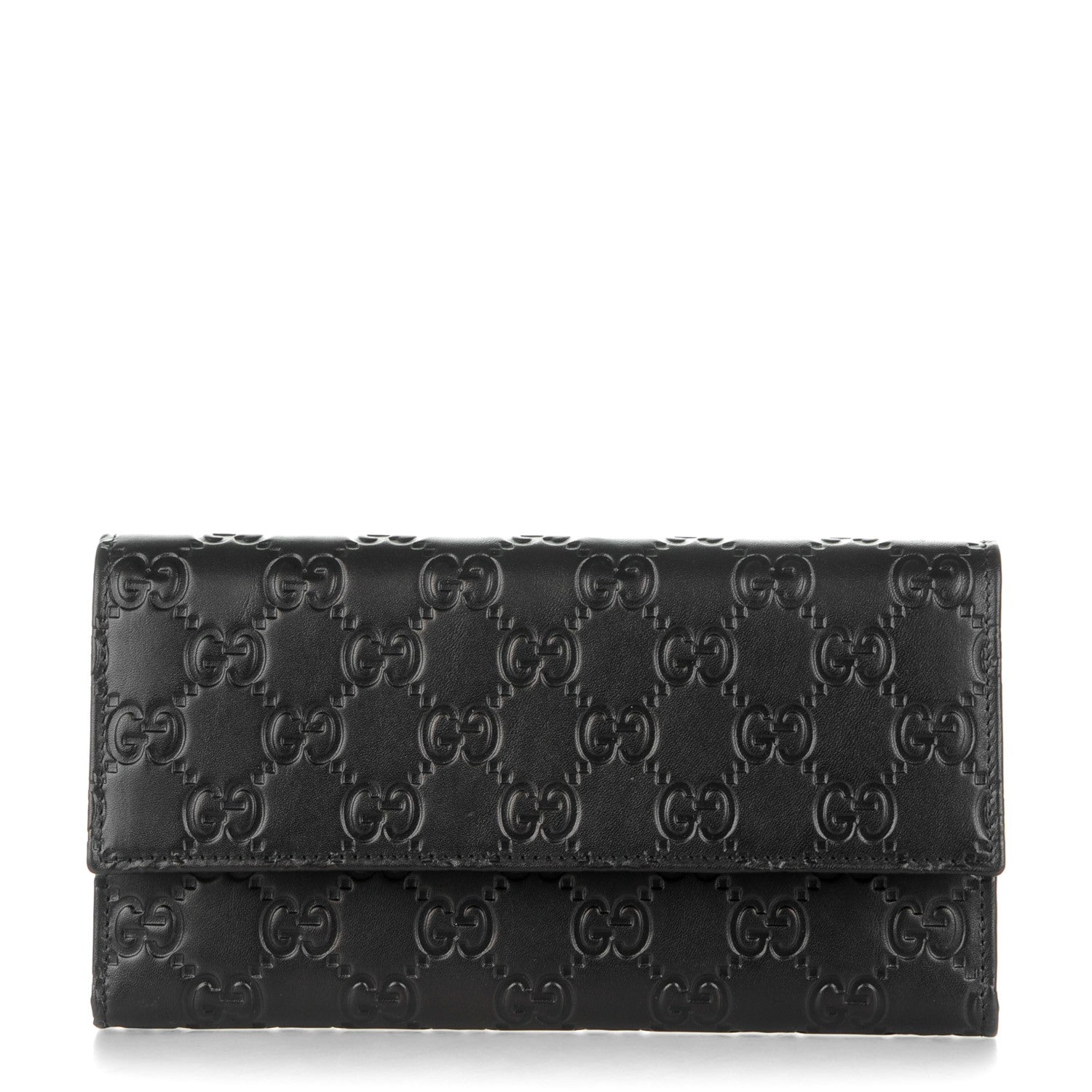 Gucci Guccissima Continental Flap Wallet Black 1 of 7