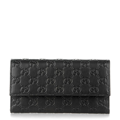 Gucci Guccissima Continental Flap Wallet Black 1 of 7