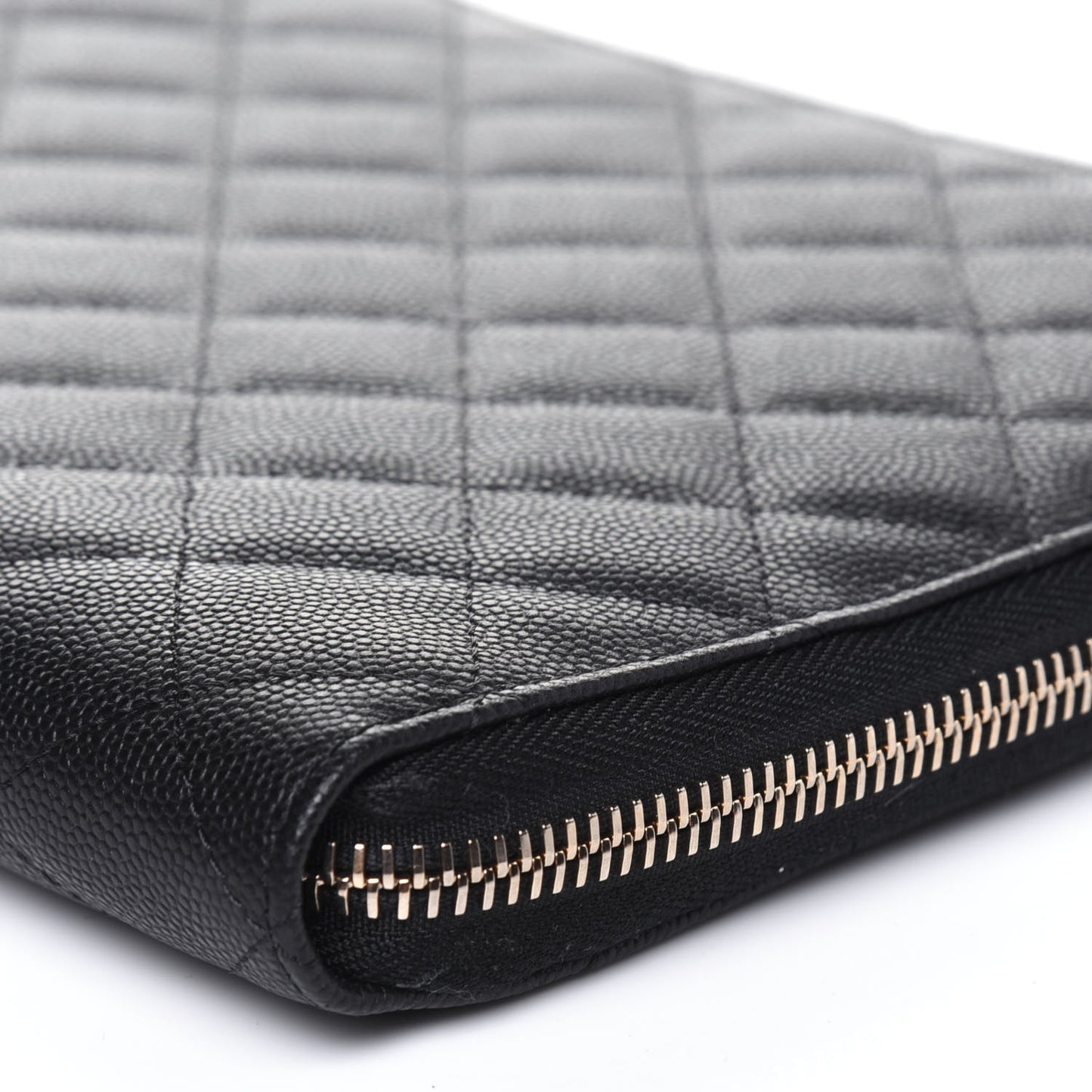 Caviar Quilted Zip Around Notebook Agenda Cover Black