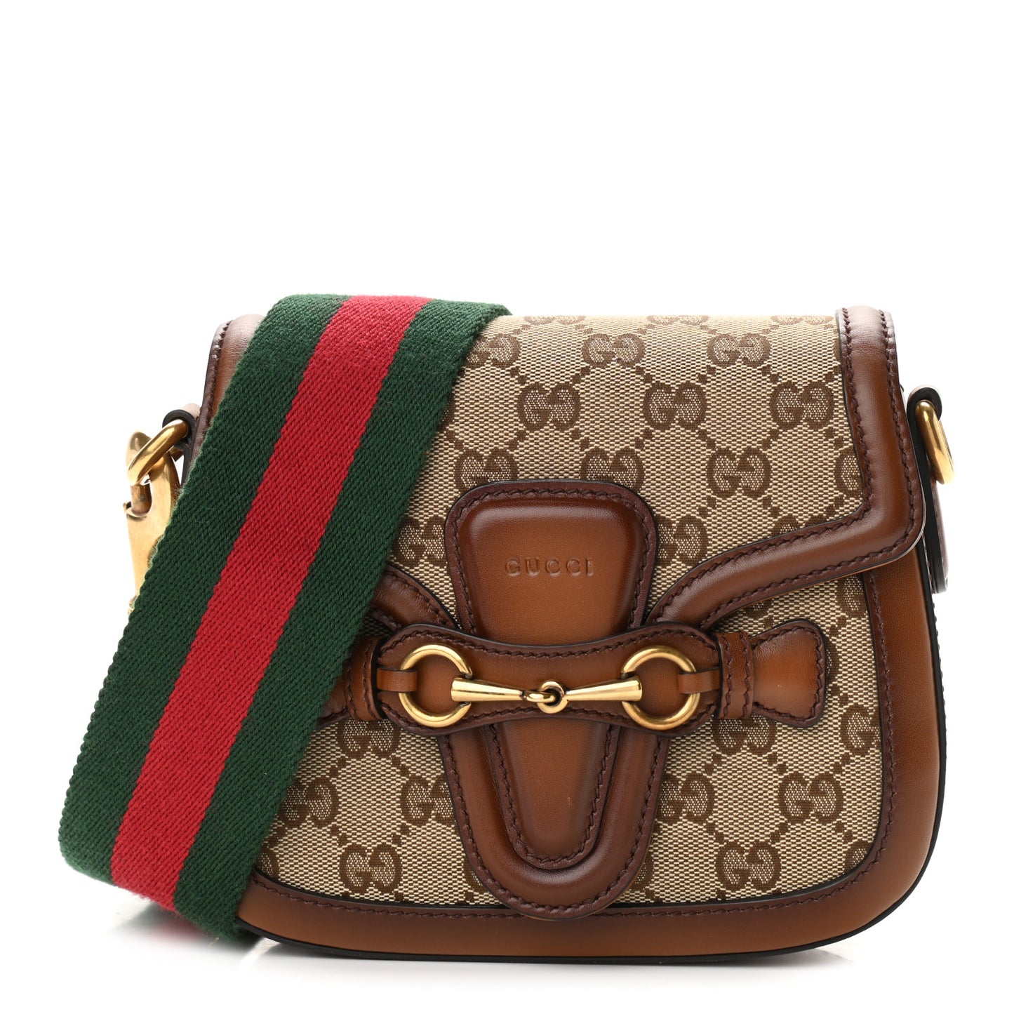 Monogram Small Lady Web Shoulder Bag Beige Cuir